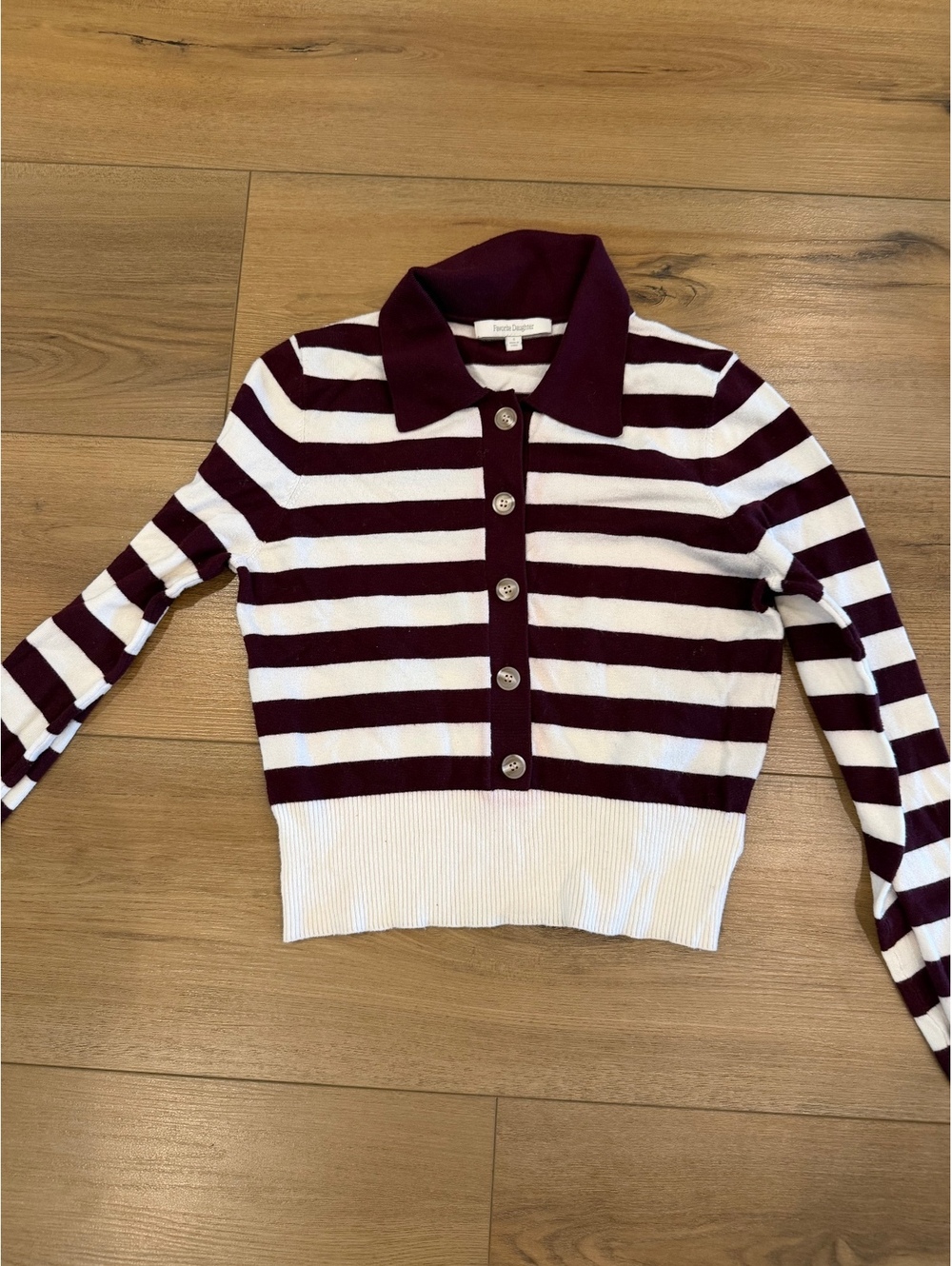 Favorite daughter belle cardigan size Small top maroon bergundy polo collar $143